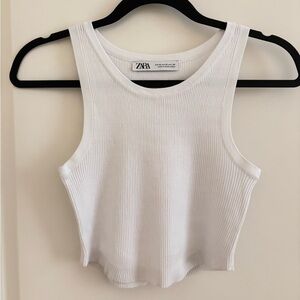 Zara Classic White Ribbed Tank Top